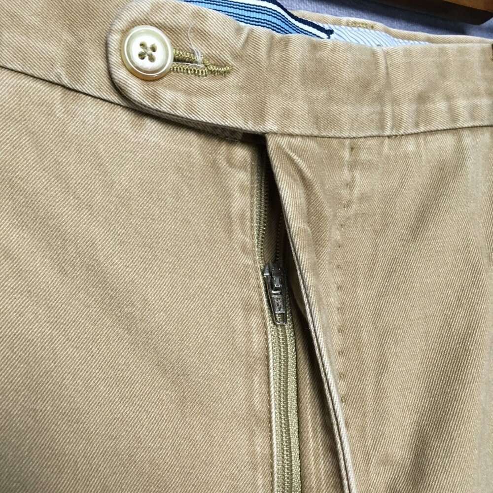 Peter Millar Mens Shorts size 34 Khaki Tan Pima Cotton Flat Front Casual Zip Fly - Picture 7 of 10